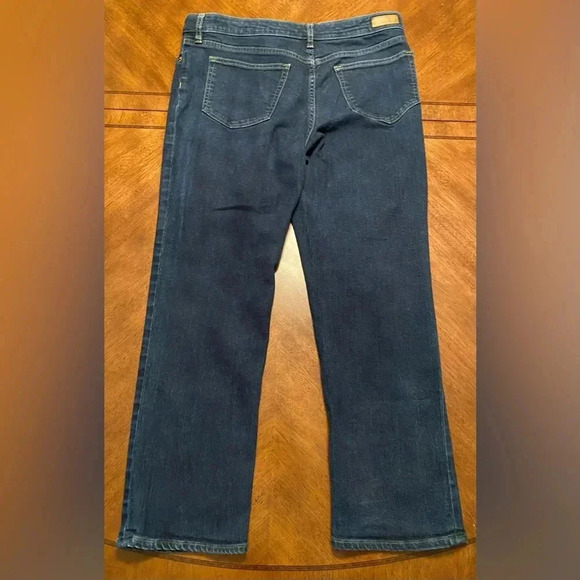 Lands’ End Women’s Straight Leg High-rise Stretch Dark Wash Blue Jeans 14P EUC - Picture 6 of 10